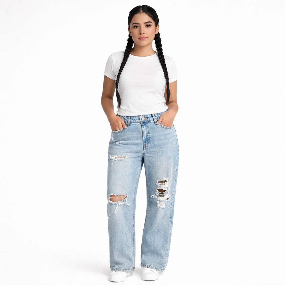 Levi’s Low Loose Jeans Women W32 L30 Light Wash Distressed Wide Leg Y2K Denim